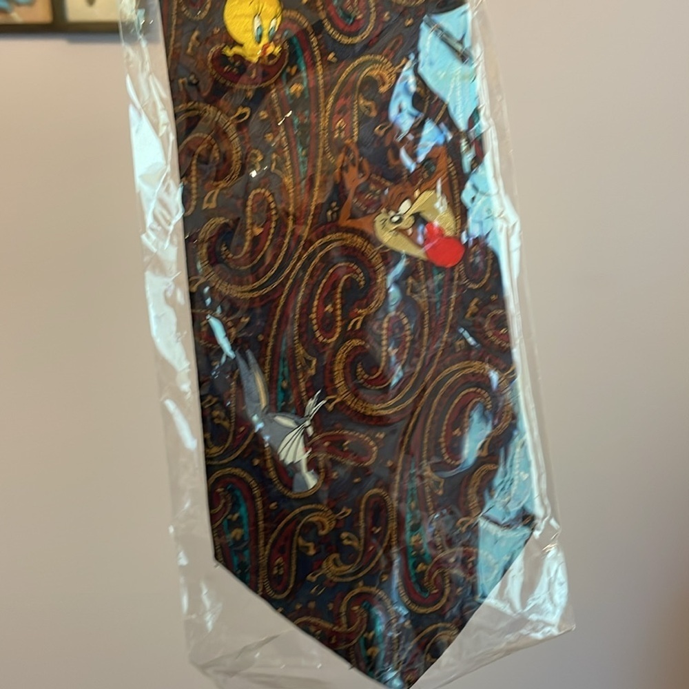 Looney Tunes Mania Vintage 1994 Paisley Taz Bugs Tweety Marvin Martian Necktie
